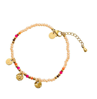 Armbandje 3 Petals brown-fuchsia