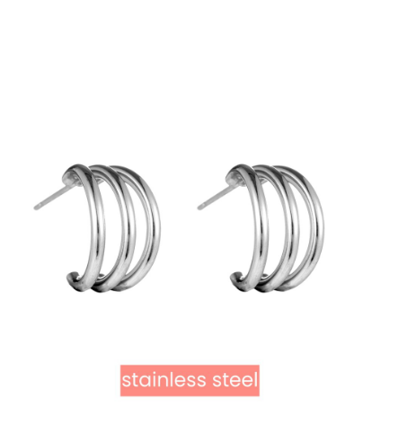 Oorbellen 3-way Hoop zilver