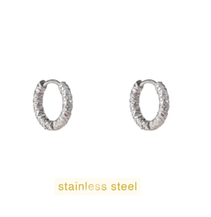 Oorbellen Hammered Hoop - 16 mm goud zilver