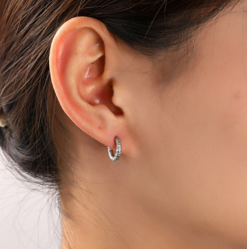 Oorbellen Hammered Hoop - 16 mm goud zilver