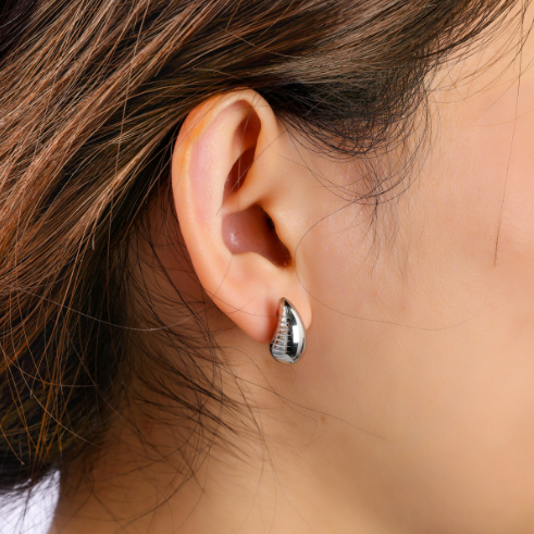 Oorbellen Striped Haily Drop - zilver