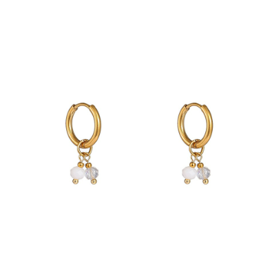Oorbellen Two Stones White