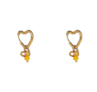 Oorbellen Double Heart Stone