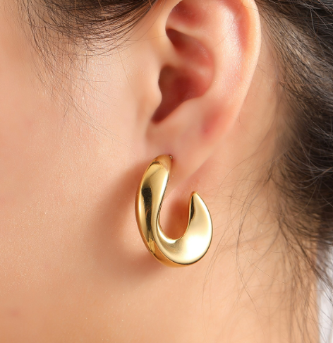 Oorbellen Wavy Hollow Hoop