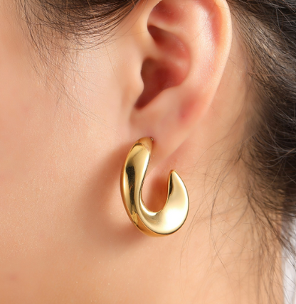 Oorbellen Wavy Hollow Hoop