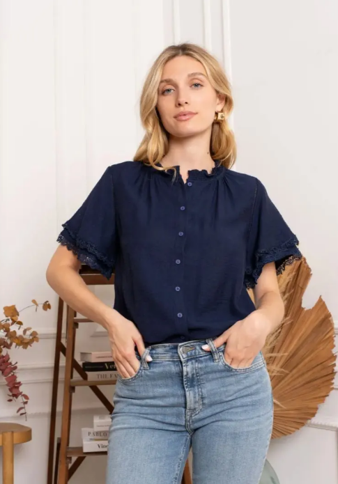 Donkerblauwe blouse