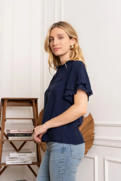Donkerblauwe blouse