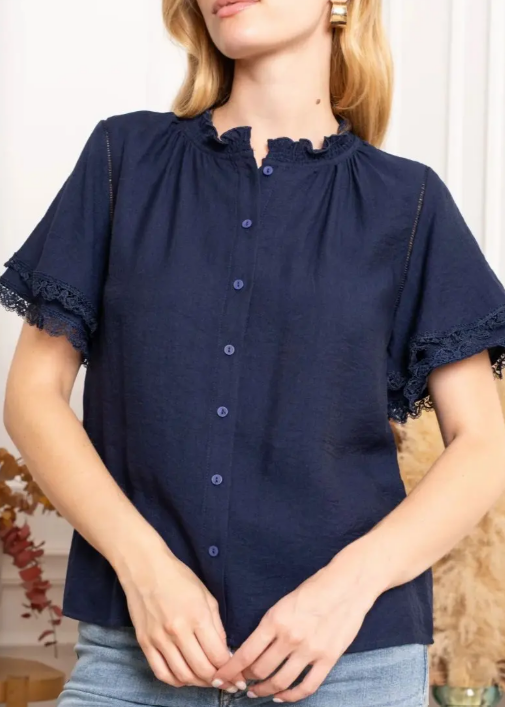 Donkerblauwe blouse