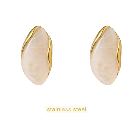 Oorbellen Resin Oister Stud white