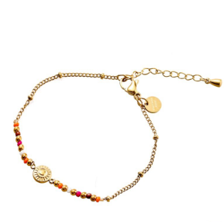 Armbandje Coin Bracelet brown-fuchsia