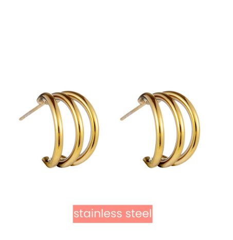 Oorbellen 3-way Hoop goud