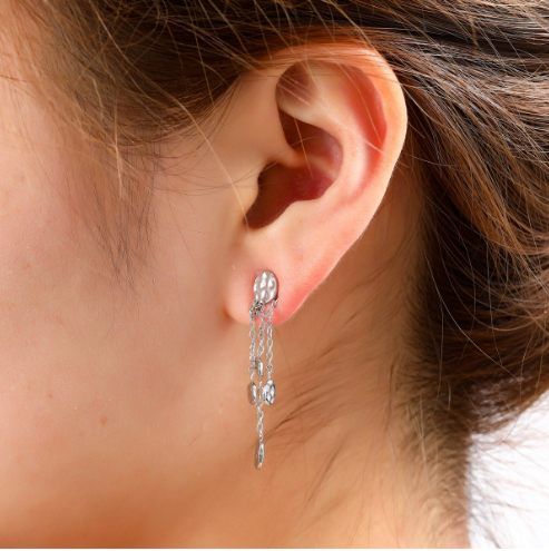 Oorbellen Hammered Rounds zilver