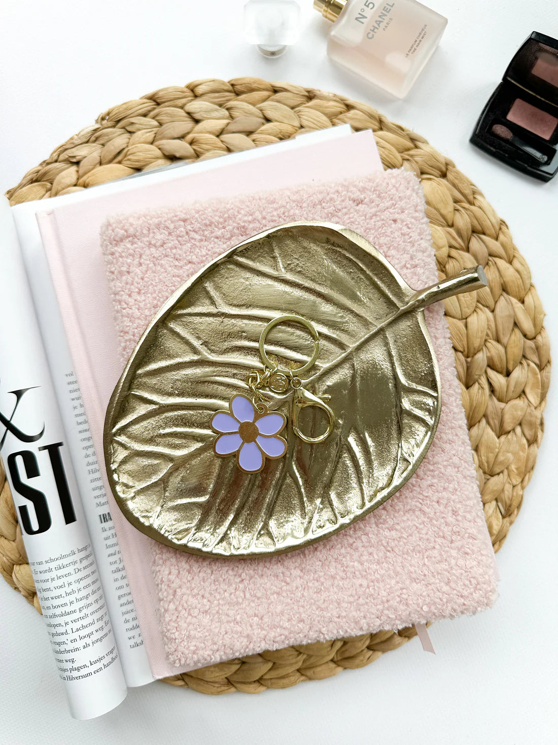 Sleutelhanger paars bloemetje