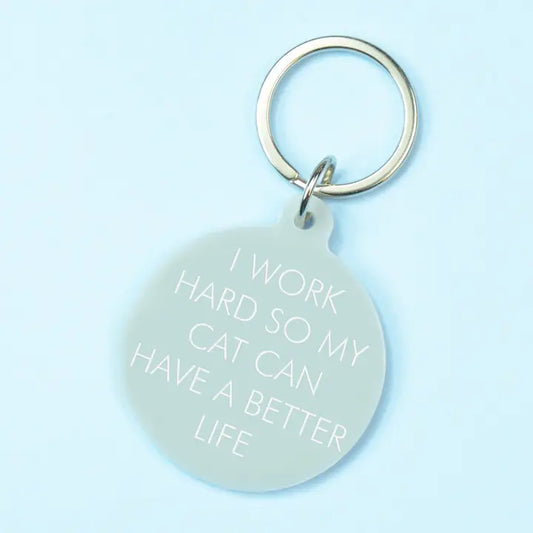 Sleutelhanger Work hard Cat