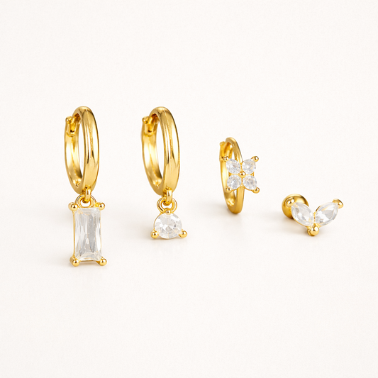 Oorbellenset Jade zilver