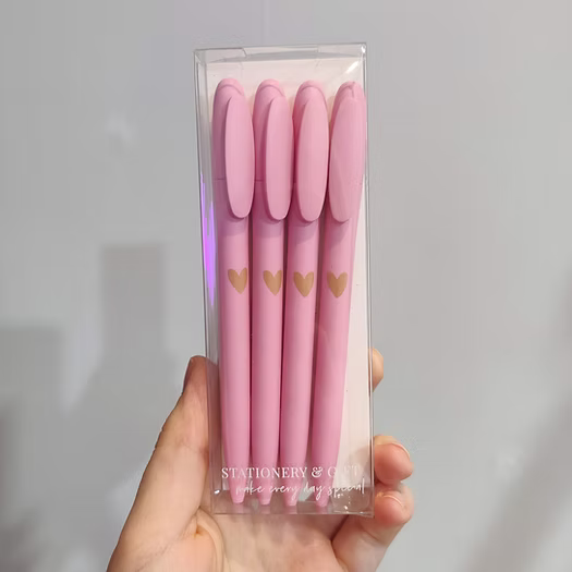 Set stylo's hartje roze