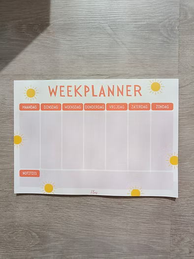 Weekplanner Zonnetje