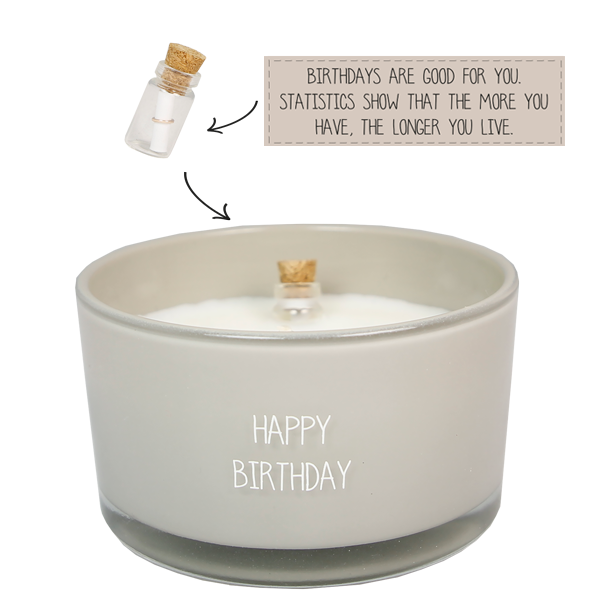 Geurkaars Flesje Happy birthday