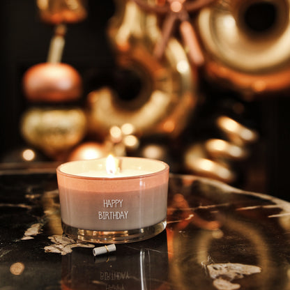 Geurkaars Flesje Happy birthday