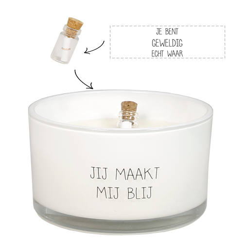 Geurkaars Flesje Jij maakt me blij