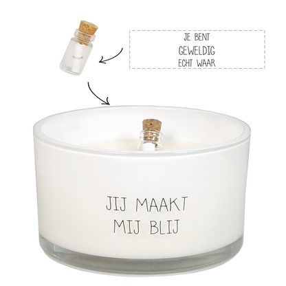 Geurkaars Flesje Jij maakt me blij