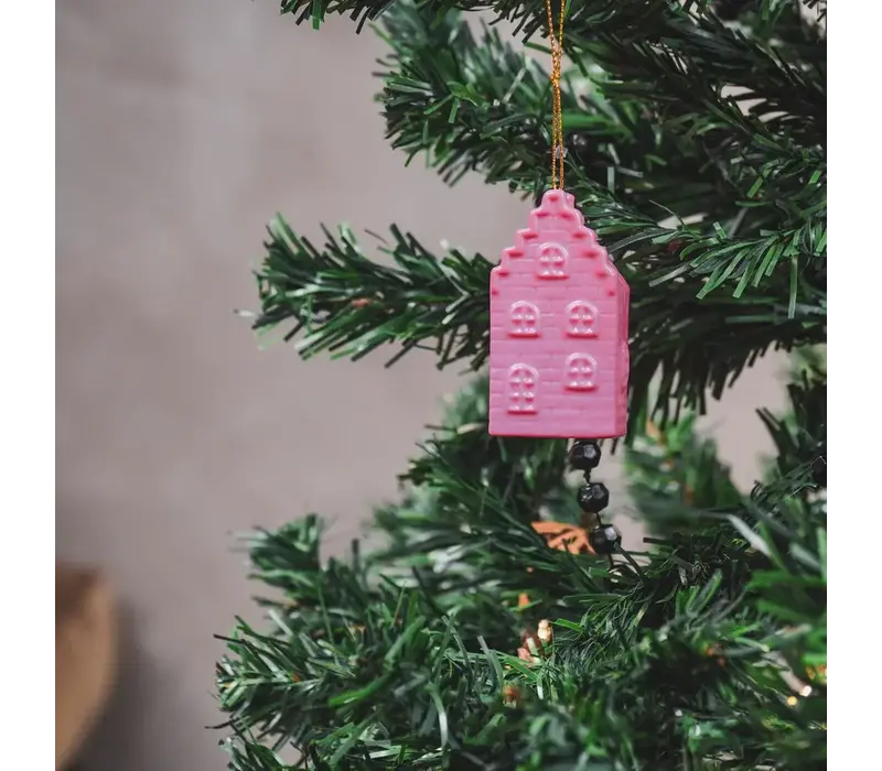 Kersthanger Huisje roze
