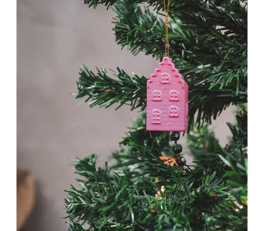 Kersthanger Huisje roze