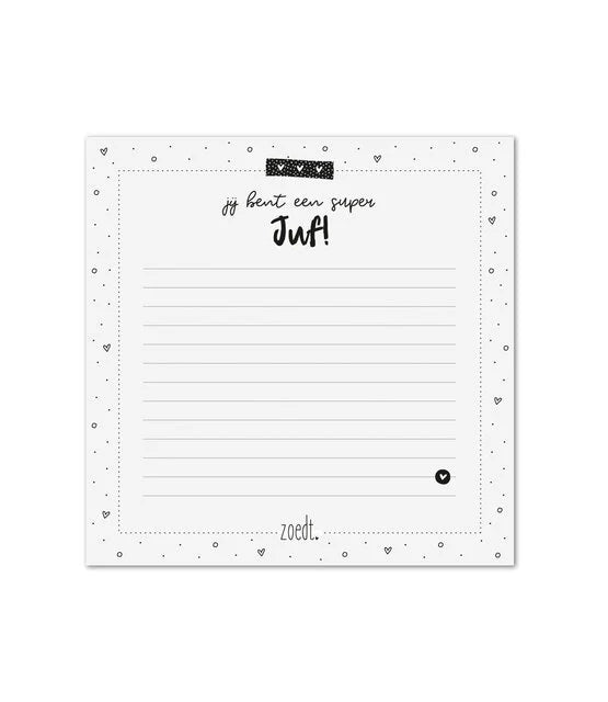 Notitieblokje juf