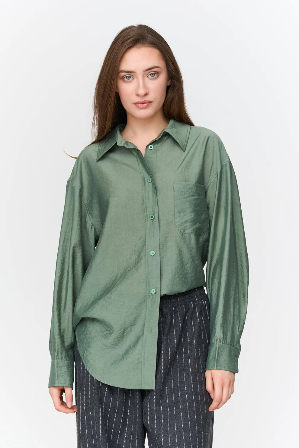 Groene satijnen blouse