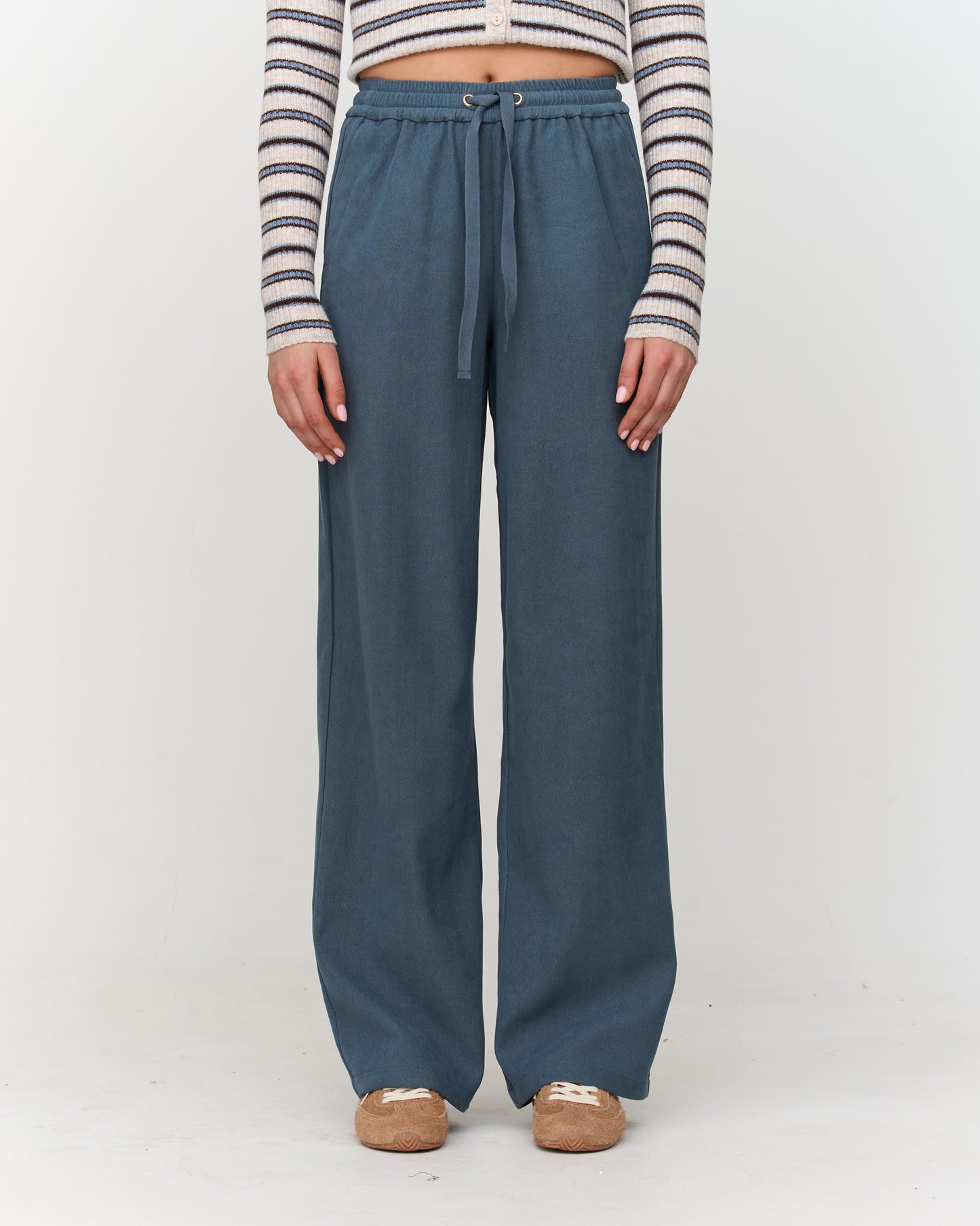 Blauwe broek ribfluweel