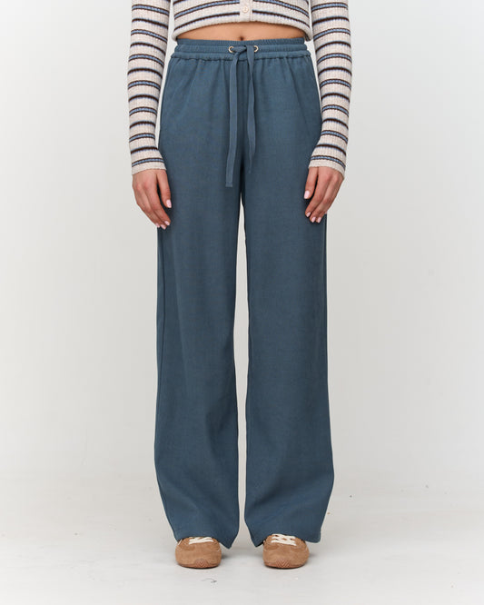 Blauwe broek ribfluweel