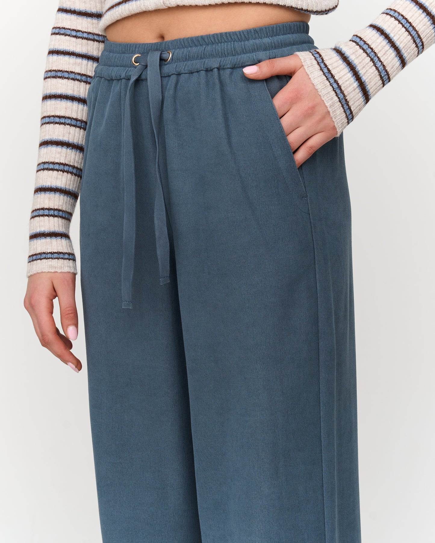 Blauwe broek ribfluweel