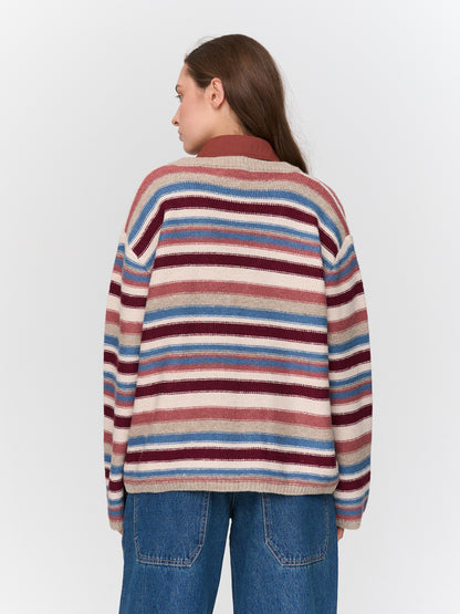 Gestreepte gilet beige